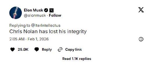 马斯克批评诺兰新品选择黑人饰演古希腊神话美女,引发舆论争议 第1张 马斯克批评诺兰新品选择黑人饰演古希腊神话美女,引发舆论争议 第1张